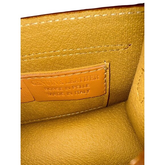 Persaman NY Pebbled Leather Mini Top Handle Crossbody Bag Brown Studded EUC - Picture 9 of 9